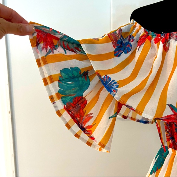 Flying Tomato Off Shoulders Tropical Dress Size S - Picture 3 of 8